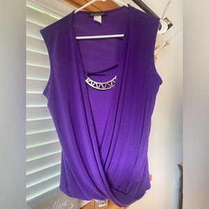 Purple Sleeveless Blouse with attached necklace Candid Soul, size L